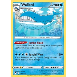 Silver Tempest - 038/195 - Wailord - Reverse Holo