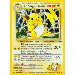 Gym Challenge - 011/132 - Lt. Surge's Raichu - Holo