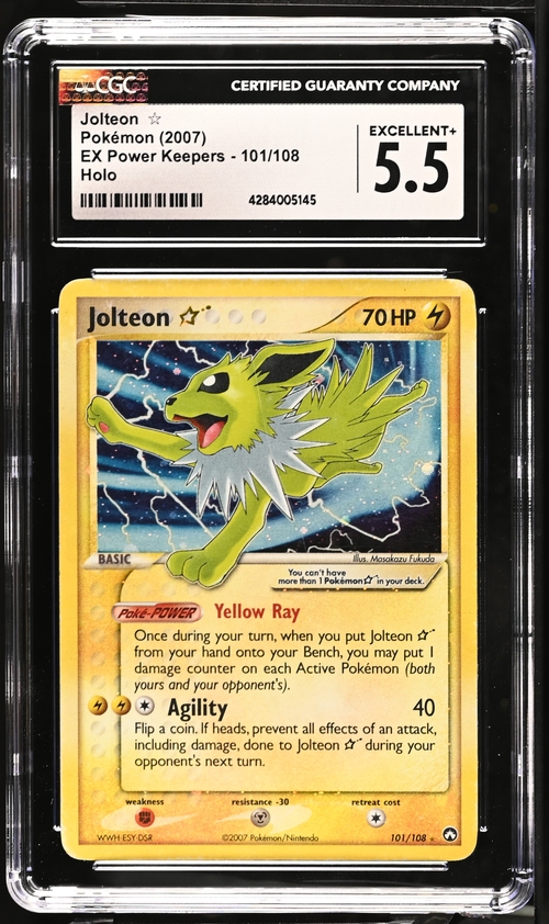 CGC 5.5 Excellent - 2007 Pokemon EX Power Keepers Jolteon Gold Star #101