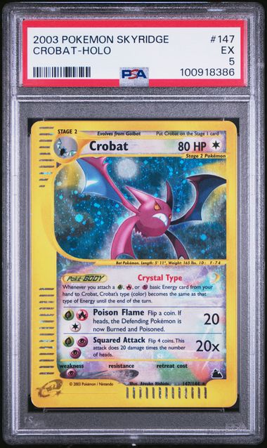 PSA 5 Excellent - 2003 Pokemon Skyridge Crobat Holo #147