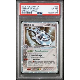 PSA 6 Excellent - 2005 Pokemon EX Unseen Forces Steelix ex Holo #109