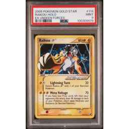 [Tradable] PSA 9 Mint - 2005 Pokemon EX Unseen Forces Raikou Gold Star #114