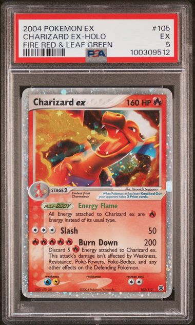 PSA 5 Excellent - 2004 Pokemon EX Fire Red & Leaf Green Charizard ex Holo #105