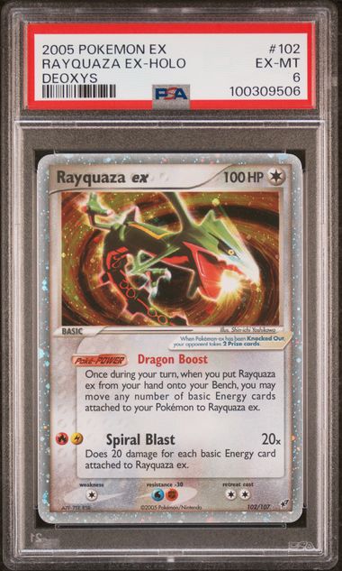 PSA 6 Excellent - 2005 Pokemon EX Deoxys Rayquaza ex Holo #102