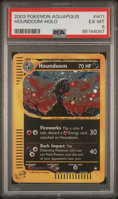 PSA 6 Excellent - 2003 Pokemon Aquapolis Houndoom Holo #H11