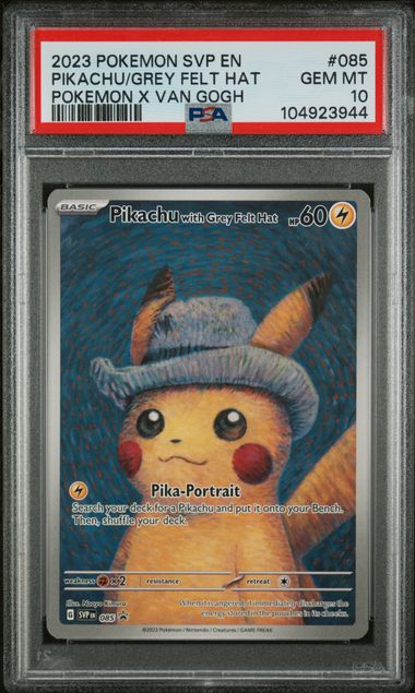 [Auksjon] PSA 10 Gem Mint – 2023 Pokemon Black Star Promo Van Gogh Pikachu with Grey Felt Hat #85