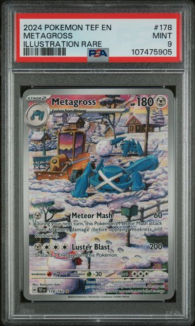 PSA 9 Mint - 2024 Pokemon Temporal Forces Metagross Illustration Rare #178