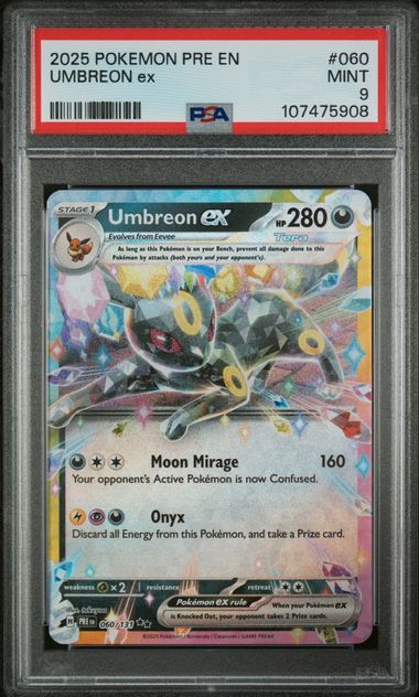 PSA 9 Mint - 2025 Pokemon Prismatic Evolutions Umbreon ex #60