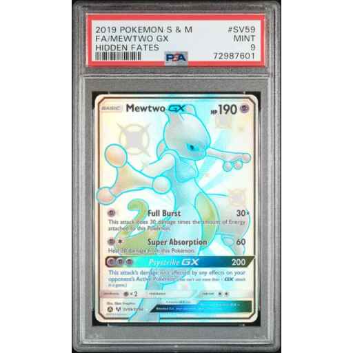 PSA 9 Mint - 2019 Pokemon Hidden Fates Mewtwo GX #SV59