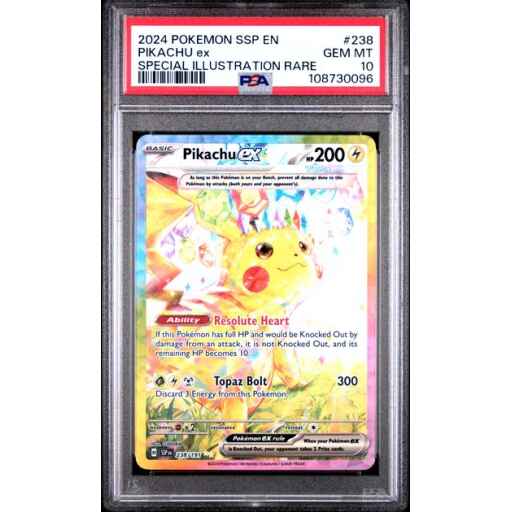 [Auksjon] PSA 10 Gem Mint - 2024 Pokemon Surging Sparks Pikachu ex Special Illustration Rare #238