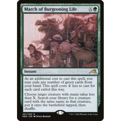 Kamigawa: Neon Dynasty - 201 - March of Burgeoning Life - Rare - G - Non-foil
