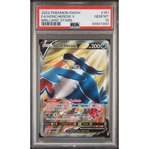 PSA 10 Gem Mint - 2022 Pokemon Brilliant Stars Honchkrow V #161