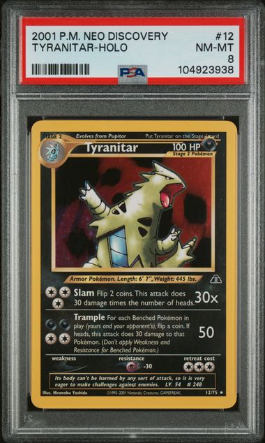 PSA 8 Near Mint - 2001 Pokemon Neo Discovery Tyranitar Holo #12