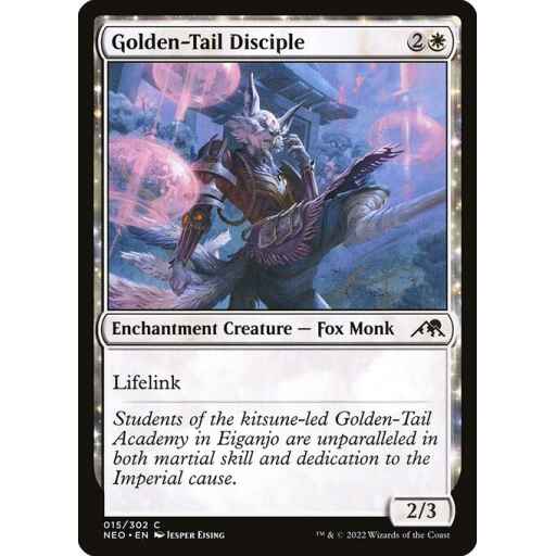 Kamigawa: Neon Dynasty - 15 - Golden-Tail Disciple - Common - W - Foil
