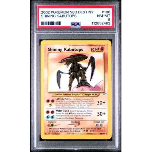 PSA 8 Near Mint - 2002 Pokemon Neo Destiny Shining Kabutops #108