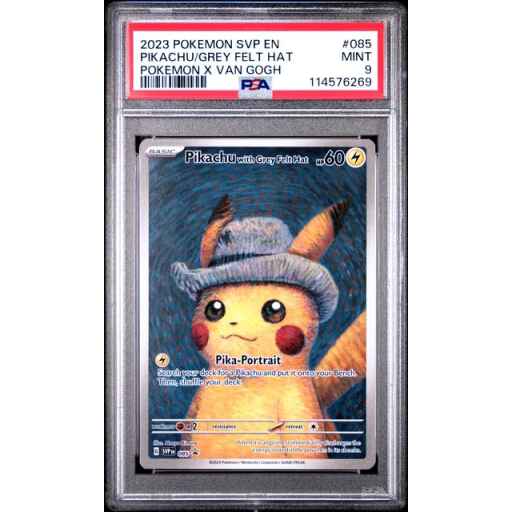 [Auksjon] PSA 9 Mint - 2023 Pokemon Black Star Promo Van Gogh Pikachu with Grey Felt Hat #85