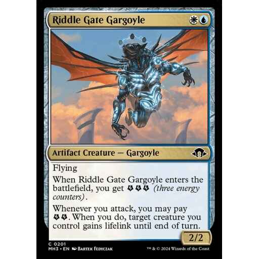 Modern Horizons 3 - 201 - Riddle Gate Gargoyle - Common - WU - Foil
