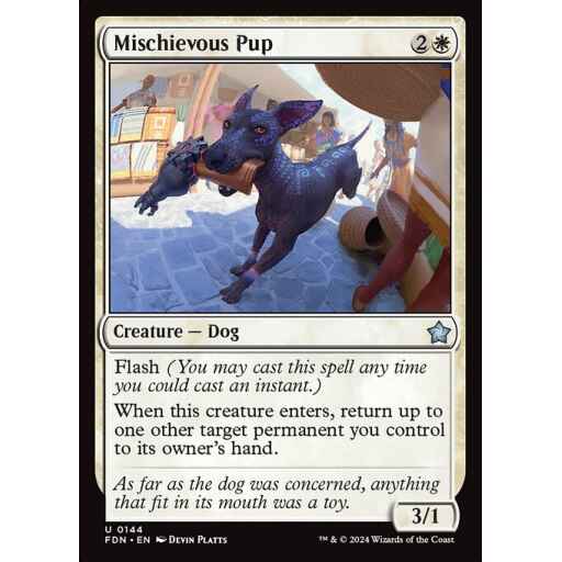 Foundations - 144 - Mischievous Pup - Uncommon - W - Foil