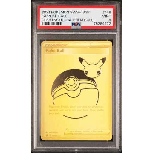 PSA 9 Mint - 2021 Pokemon Black Star Promo Celebrations UPC Poke Ball #146
