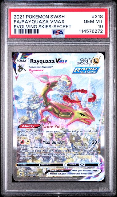 [Tradable] PSA 10 Gem Mint - 2021 Pokemon Evolving Skies Rayquaza VMAX #218
