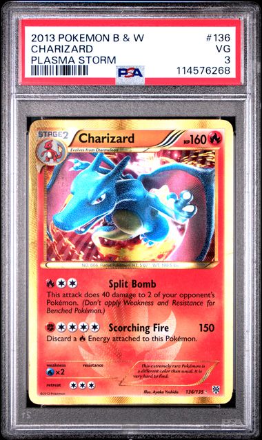 PSA 3 Very Good - 2013 Pokemon B&W Plasma Storm Charizard #136