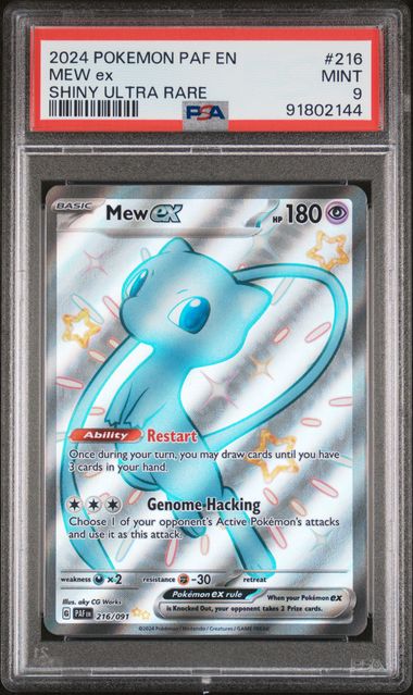 PSA 9 Mint - 2024 Pokemon Paldean Fates Mew ex #216