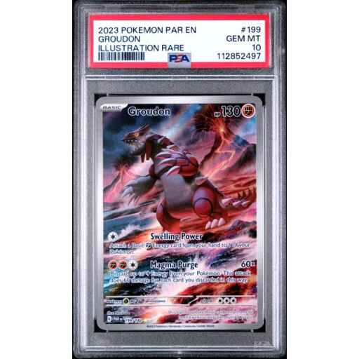 PSA 10 Gem Mint - 2023 Pokemon Paradox Rift Groudon Illustration Rare #199