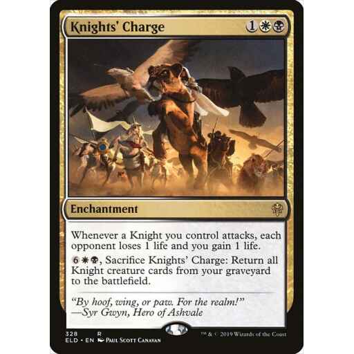 Throne of Eldraine - 328 - Knights' Charge - Rare - WB - Non-foil