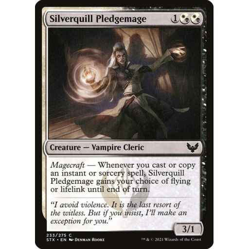 Strixhaven: School of Mages - 233 - Silverquill Pledgemage - Common - WB - Non-foil