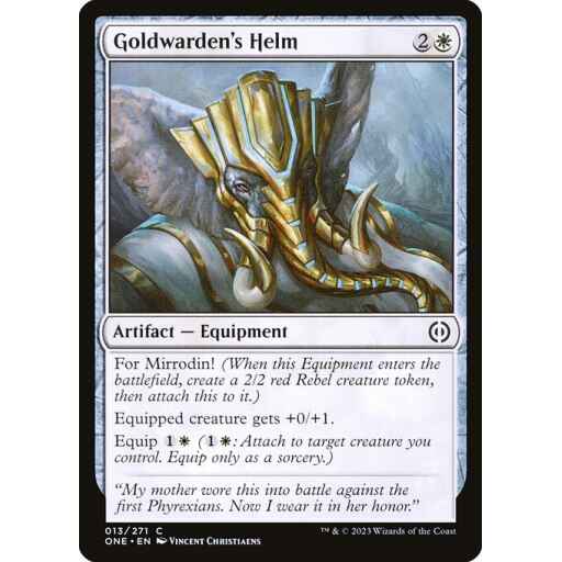 Phyrexia: All Will Be One - 13 - Goldwarden's Helm - Common - W - Non-foil
