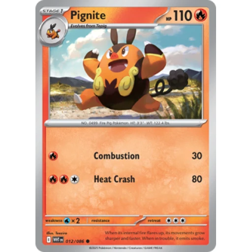 White Flare - 012/086 - Pignite - Reverse Holo