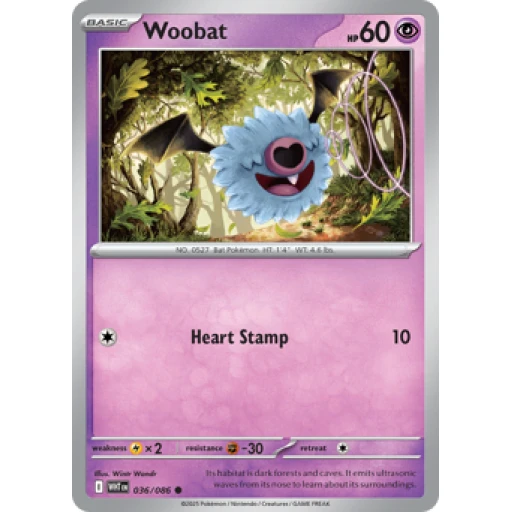 White Flare - 036/086 - Woobat - Reverse Holo
