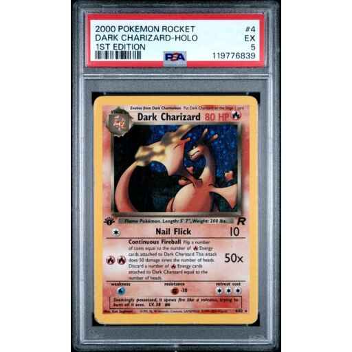PSA 5 Excellent - 2000 Pokemon Team Rocket Dark Charizard Holo 1st Ed #4