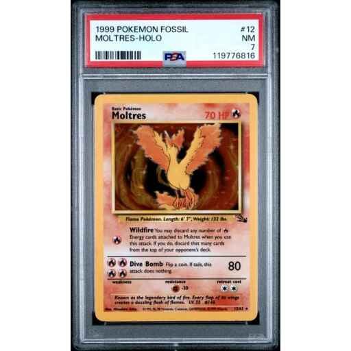 PSA 7 Near Mint - 1999 Pokemon Fossil Moltres Holo #12