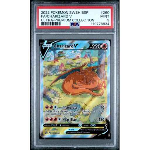 PSA 9 Mint - 2022 Pokemon Black Star Promo Charizard UPC Charizard V #260