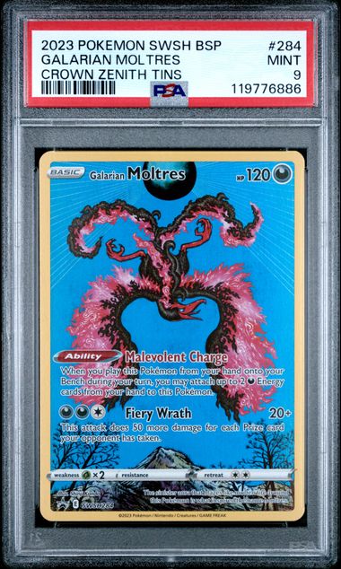 PSA 9 Mint - 2023 Pokemon Black Star Promo Galarian Moltres #SWSH284