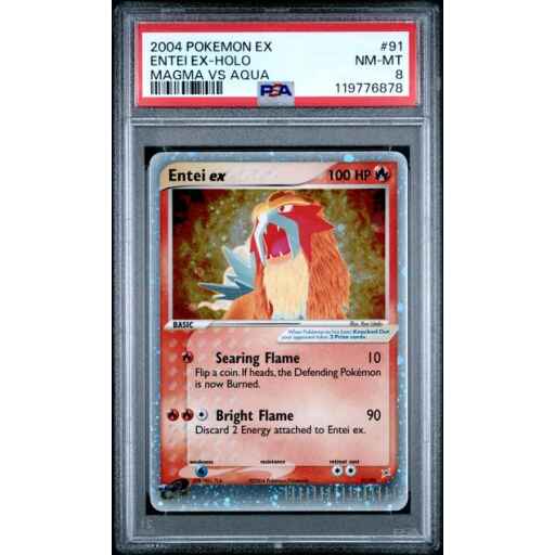 PSA 8 Near Mint - 2004 Pokemon EX Team Magma vs Team Aqua Entei ex #91
