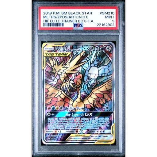 PSA 9 Mint - 2019 Pokemon Black Star Promo Moltres & Zapdos & Articuno GX #SM210