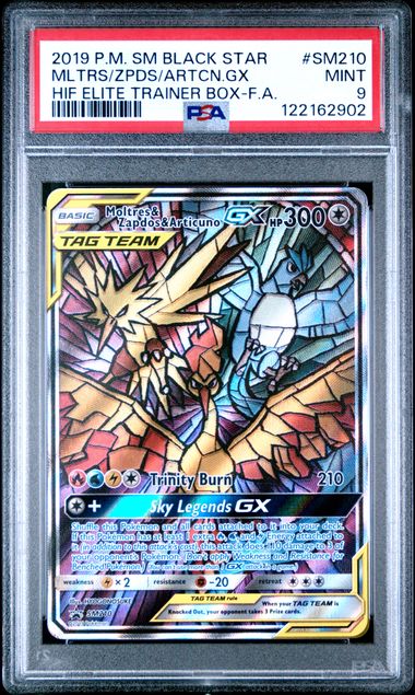 PSA 9 Mint - 2019 Pokemon Black Star Promo Moltres & Zapdos & Articuno GX #SM210