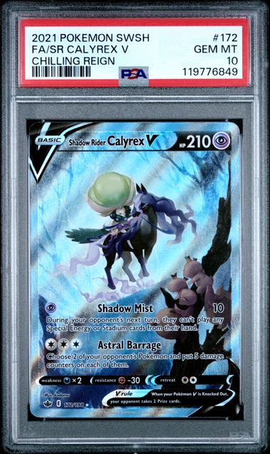 PSA 10 Gem Mint - 2021 Pokemon Chilling Reign Shadow Rider Calyrex V #172