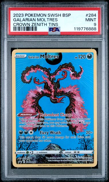 PSA 9 Mint - 2023 Pokemon Black Star Promo Galarian Moltres #284