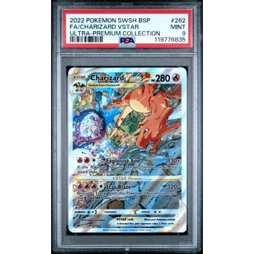 PSA 9 Mint - 2022 Pokemon Black Star Promo Charizard UPC Charizard VSTAR #262