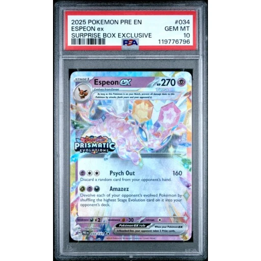 PSA 10 Gem Mint - 2025 Pokemon Prismatic Evolutions Promo Espeon ex (stamp) #34