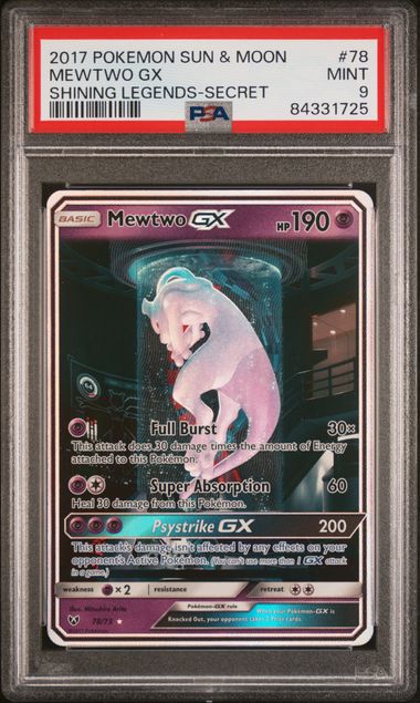 PSA 9 Mint - 2017 Pokemon Shining Legends Mewtwo GX #78