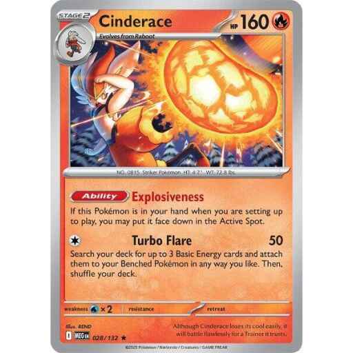 ME01: Mega Evolution - 028/132 - Cinderace - Reverse Holo