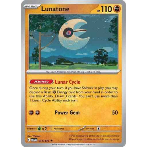 ME01: Mega Evolution - 074/132 - Lunatone - Reverse Holo