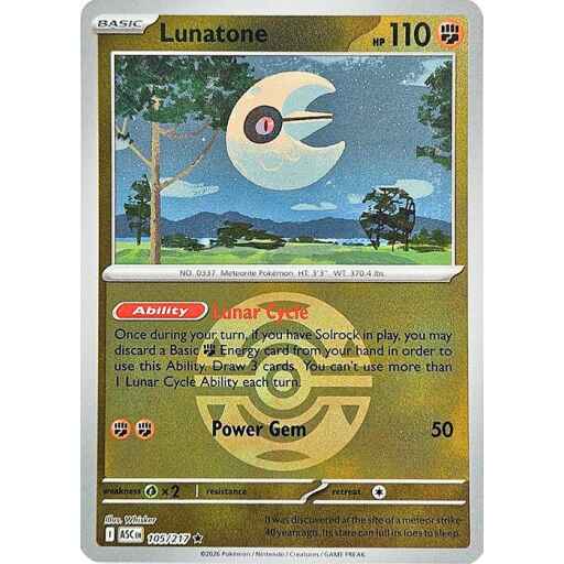 ME: Ascended Heroes - 105/217 - Lunatone (Dusk Ball) - Reverse Holo